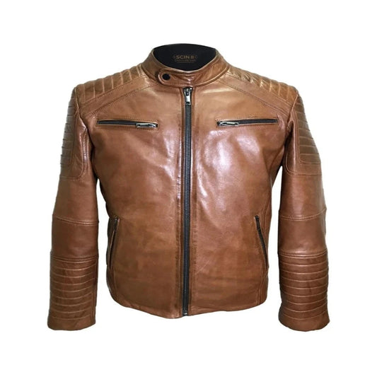 Zach Padded Biker Leather Jacket